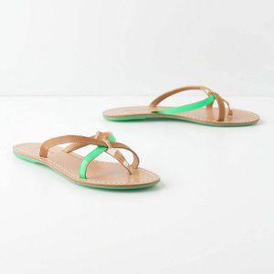 Anthropologie Zanzibar Slides Leather Flats Beach Summer by Ioannis, 37